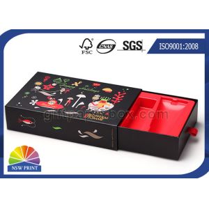 Shiny Laminated Personalized Drawer Paper Box , Black Cardboard Paper Box