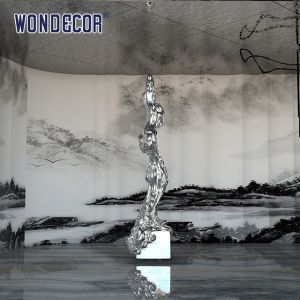 Large Hotel Lobby Casting Stainless Steel Sculpture Metal Art Abstract Tree Root