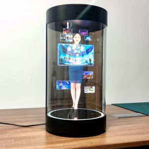 5.5/21.5/75 Inches 3D Hologram Cylinder Transparent Screen Interactive Holograms