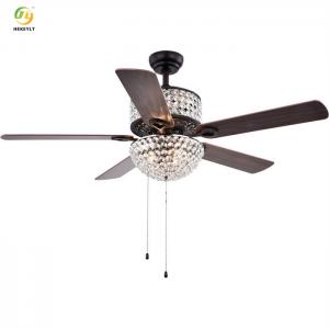 China Remote Control Crystal Ceiling Fan Chandelier 5 Blades For Modern Bedroom on sale
