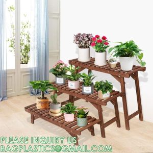 Wood Plant Stand Ladder Plant Shelf, Flower Pot Display Rack Freestanding