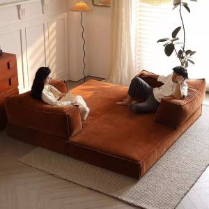 Custom Color Vacuum Compression Sofa Tofu Block Retro Corduroy Fabric Sofa