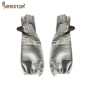 Thick Canvas And Mesh Longsleeve Sheepskin Beekeeping Gloves With Breathable