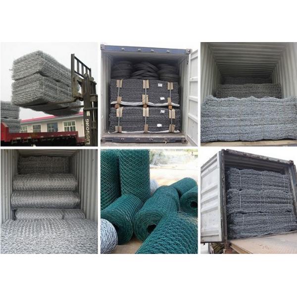 PVC Coated Stone Filled Gabions , Stone Retaining Wall Gabion Cages