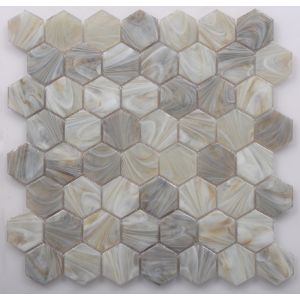 Cheap H4459 Hexagonal Shape Iridescent Glass Mosaic for sale