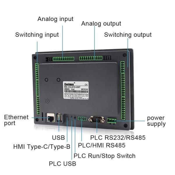 Quality Industrial Automation HMI PLC All In One 7.0" TFT Screen 32bit CPU 408MHz 65536 True Color Touch Screen RS232/RS485 Port485P Compatible FX3G/FX3U/FX3S Temperature analog customization wholesale