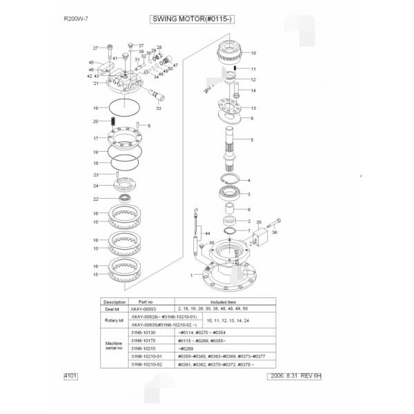 Excavator Style Swing Motor R225-7 R210-7 R210LC-7 31N6-10210 Rotary Motor 0