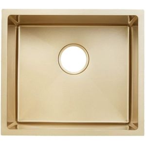 SUS304 Single Bowl Gold Kitchen Basin Sink Surface Anti Scratch Nano