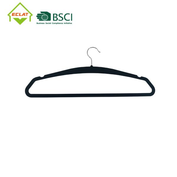 Quality Round Shoulders Slim Plastic Pant Hangers With Non Slip Bar wholesale