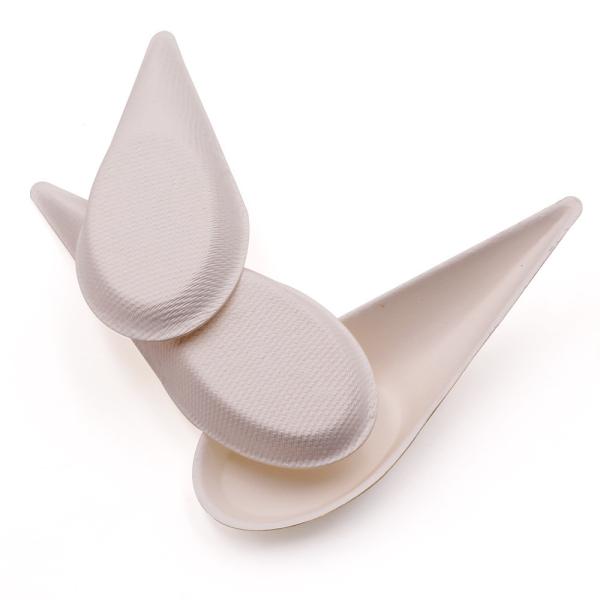 Quality Biodegradable tear drop spoon shape sugarcane fruit dish disposable bagasse paper sauce fish tray wholesale