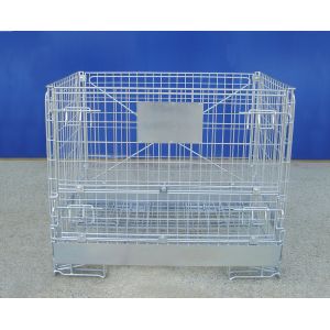 Cheap Galvanized Foldable Industrial Wire Container Stackable Space Saving for sale