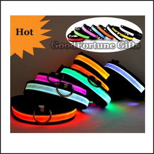 High Brightness Rechargeable Flashing Dog Collar Polyester Promotion Flashing