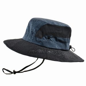Summer Men'S Outdoor Leisure Big Brim Two Styles Fisherman Hat With Windproof