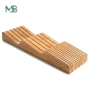 Sustainable 15 Slot Bamboo Knife Holder for In-drawer Kitchen Accessories 43X13