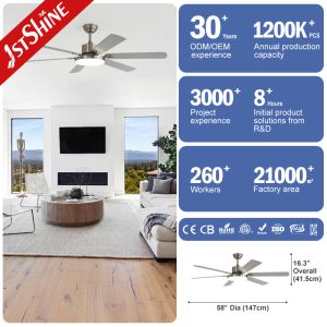 High Volume Natural Wind LED Ceiling Fan with 6 MDF Blades and Modern Design