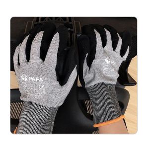 China Sandy Nitrile Palm Coated ANSI Level 5 Cut Resistant Gloves For Repairing And Warehousing on sale