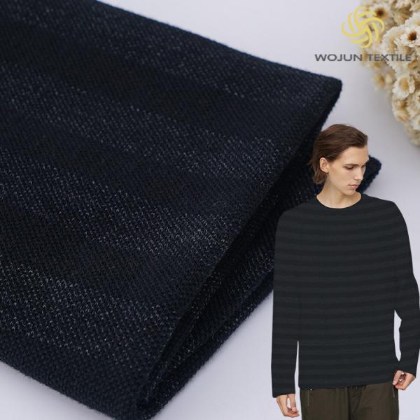 Quality Combing Mercerized Cotton Fabric 21S 330g Stretchy Striped Knit Material wholesale