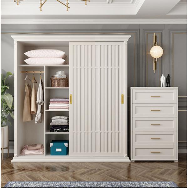 Quality 2 Sliding Door Modern White Wardrobe MDF Wooden Veneer Finish wholesale