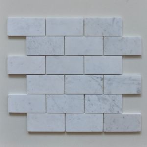 Large Decorative Marble Mosaic Subway Tile Beveled Mesh For Tea Room