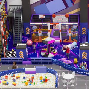 Ball Pool Space Themed Indoor Playground Funny With Slide And Interactive