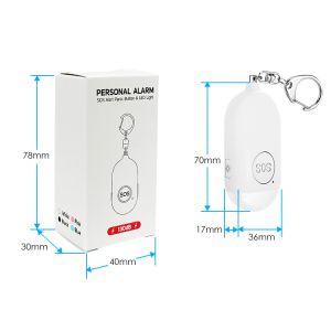 4 Colors Personal Security Alarms Keychain With USB Rechargeable led light and