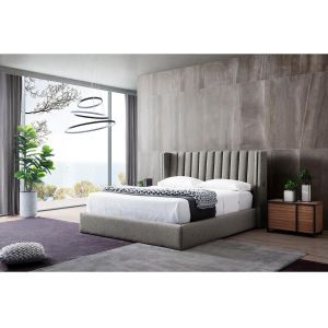 Cheap 5 Star Hotel Grey Velvet King Size Bed With USB Connection High Density for sale