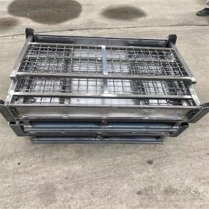 Wire Mesh Collapsible Storage Cage , Transport Storage Container Bins Industrial