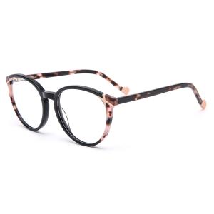 Round Lamination Acetate Frame Glasses Eyeglasses Ladies Optical No Smear