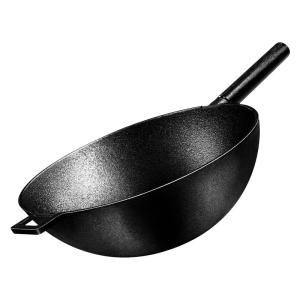 Triply Cast Iron Wok Pan 4.7kg Frying Pan Even Heating For Induction Hob