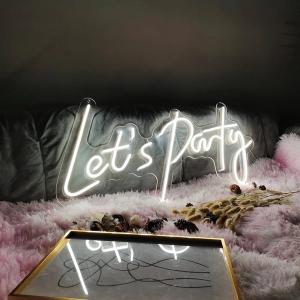 Party Decor RGB Handmade Neon Sign Transparent Acrylic Lets Party Neon Sign