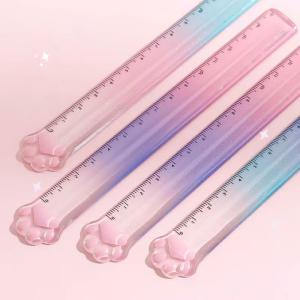 Twingo Cat Claw Ruler Student Creative Stationery Gradient Color Plastic Ruler