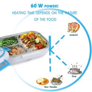 Electric Lunch Box 60W Four-Clasp Hand12V/24V Lunch Box With Carry Bag And Fork