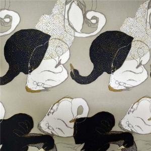 32s Yarn Count Stretch Jersey Fabric With Black And White Swans Pattern