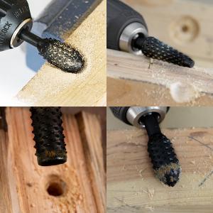 1/4" Shank Rotary Rasp File Rasp Burrs 5 PCS/Set Round Wood Drilling for