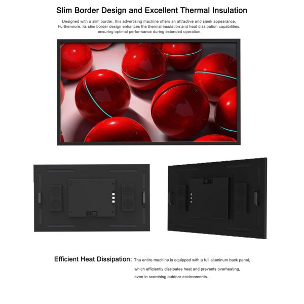 32 Inch 3000cd/m2 High Brightness IP66 Waterproof Outdoor Digital Signage with 178° Viewing Angle and 60Hz Refresh Rate