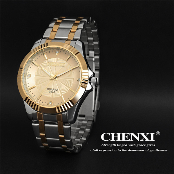 Day&Date Display Watch with Calenda Golden Color Cool Business Man's Watch Stainless Steel