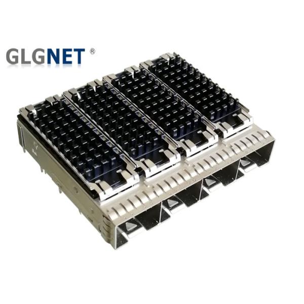 Quality 1 x 4 Ganged SFP Cage Connector 0.25 Mm Copper Alloy With Heat Sink Compatible wholesale