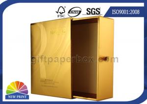 China UV Coating Gold Metallic Drawer Paper Box / Luxury Cosmetic Slide Box Packaging on sale