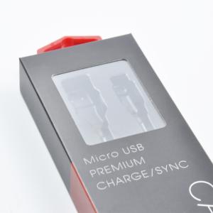 Luxury Paper Packaging Custom Usb Cable Plastic Window Paper Box with Handle