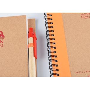 Kraft Plain Soft Cover Notebook With Spiral / Y - O Binding And Ball Pen Set