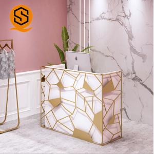 Solid Surface Nail Salon Reception Desk Lacquered Surface Retail Cash Register