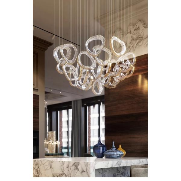 JYLIGHTING Customized Modern Irregular Circle Pendant Light Transparent Rings Hanging Light For Villa Livingroom Hotel