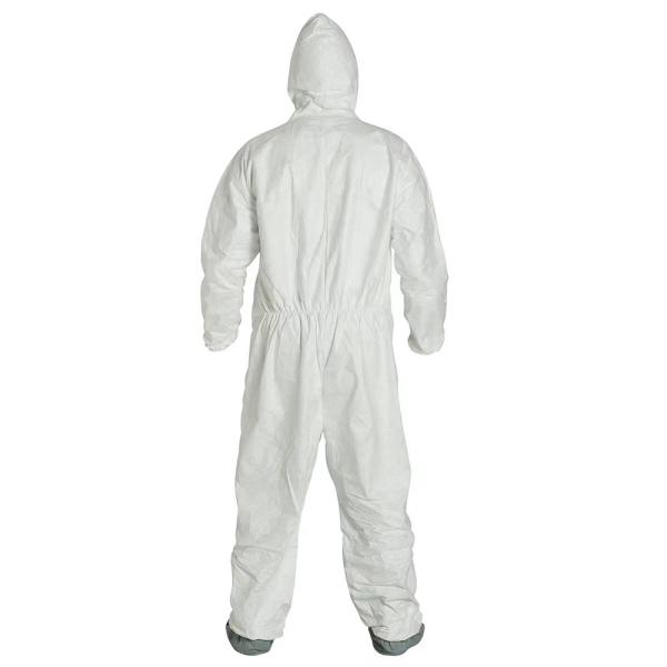 Disposable Heavy Duty Breathable Coverall, Disposable Coverall is Hooded with Elastic Wrist and Ankles, L/XL, White
