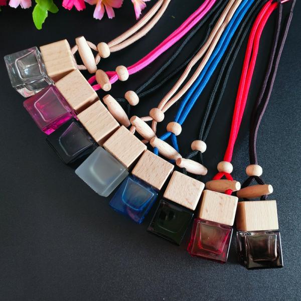 8ml Colored Glass Car Perfume Bottle with Wooden Lid