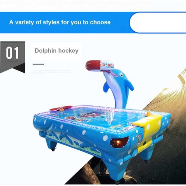 Coin Operated Two Players Dolphin Air Hockey Table For Game Center