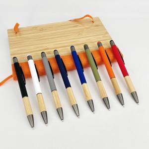 China Creative Bamboo Grip School Plastic Ballpoint Pen Soft Rubber Touch Screen Top Ball Pen on sale