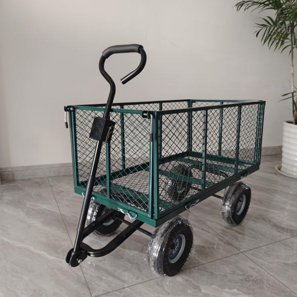 Foldable Detachable Garden Mesh Cart , Metal Spokes, Four Rubber Inflatable