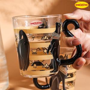 Black Cat Heat Resistant Borosilicate Glass Cup With Handle