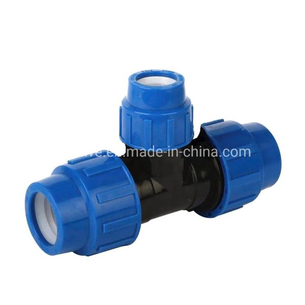 PP Compression Fittings PP Reducing Tee for 16mm to 110mm 1/2" to 4" Complete