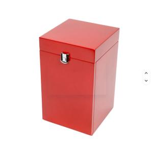 Luxury Custom Red Wooden Gift Box Piano Lacquer Design For Wine Bottle Liquor